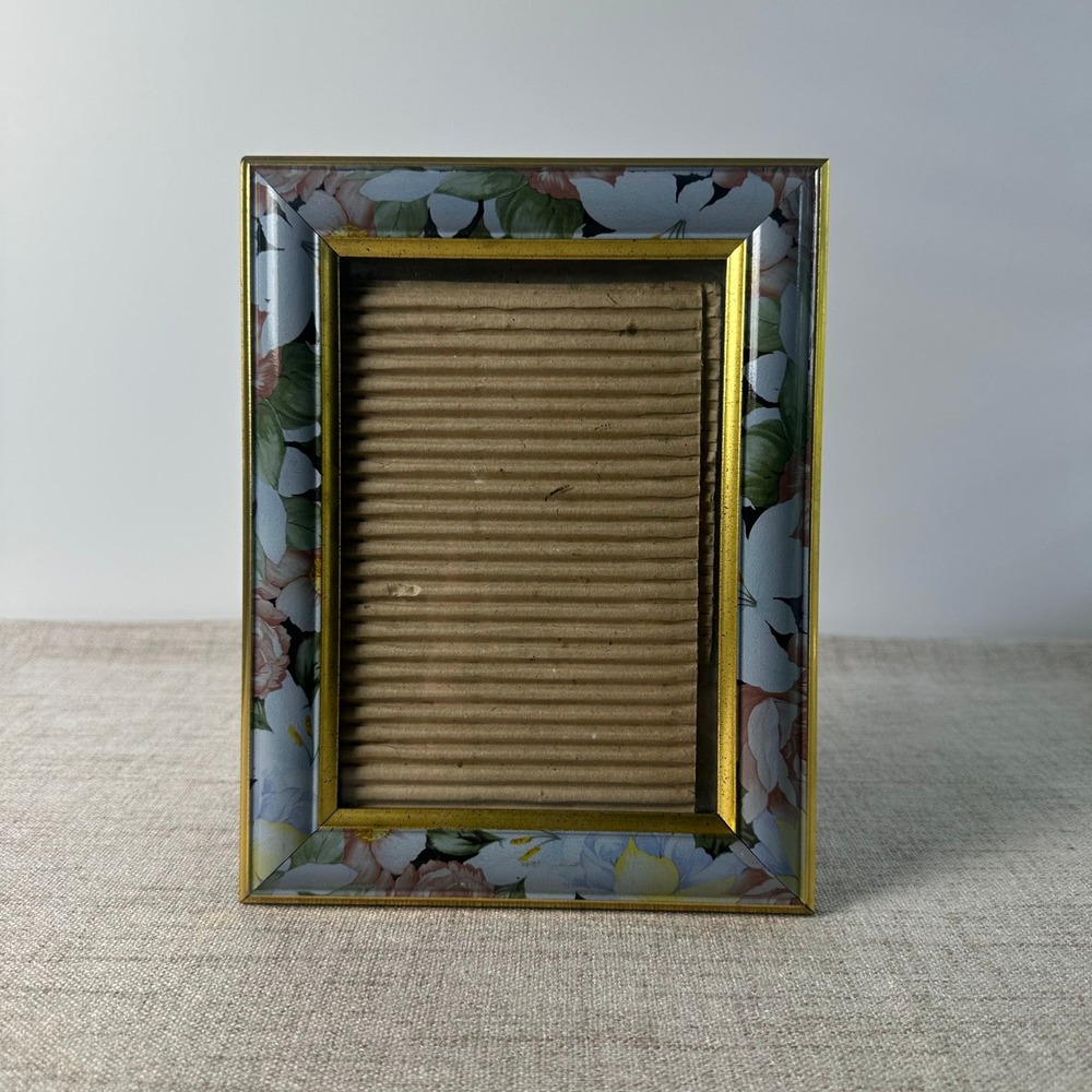 Floral 5x7 Picture Frame with Gold Trim | Blue Pink Botanical Photo Frame